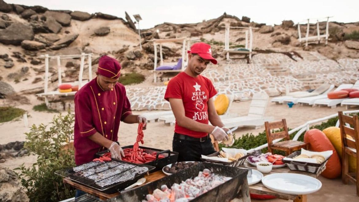 Dakhla: BBQ im Kite- und Wingsurf Camp Dakhla: BBQ im Kite- und Wingsurf Camp