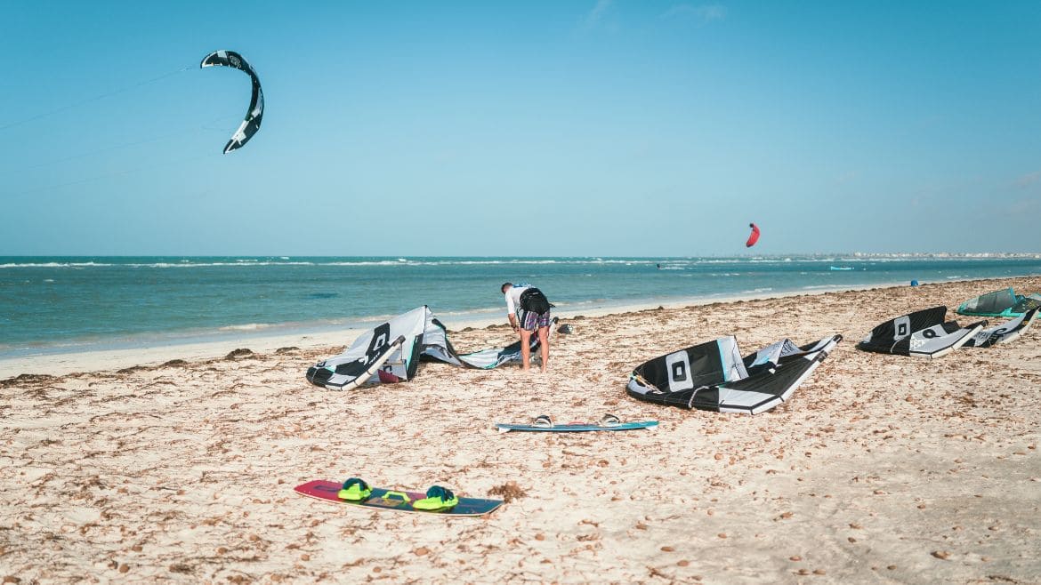 Zarzis: Blick auf den Strandbereich vor der Kitesurf Station Zarzis: Blick auf den Strandbereich vor der Kitesurf Station