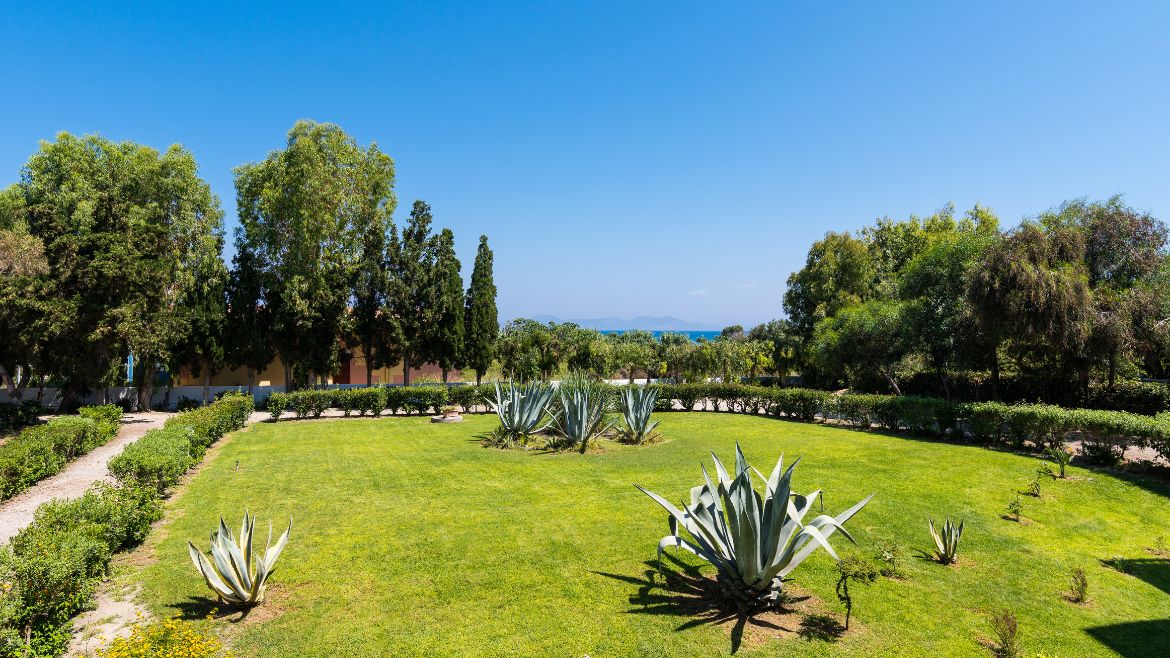 Rhodos Theologos: Gartenbereich im Surfhotel Rhodos Theologos: Gartenbereich im Surfhotel