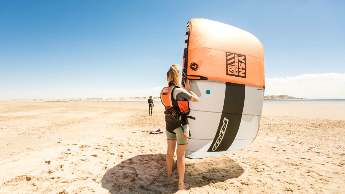 Dakhla: Kitestart an Land üben Dakhla: Kitestart an Land üben