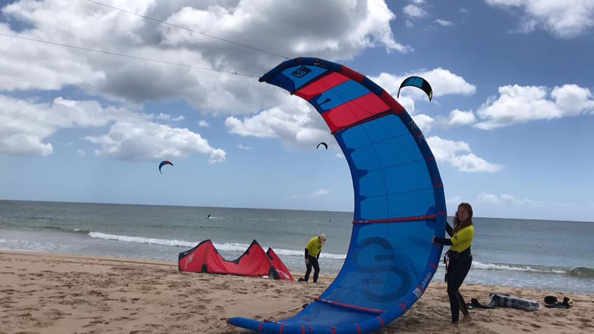Algarve: Kitestart üben Algarve: Kitestart üben