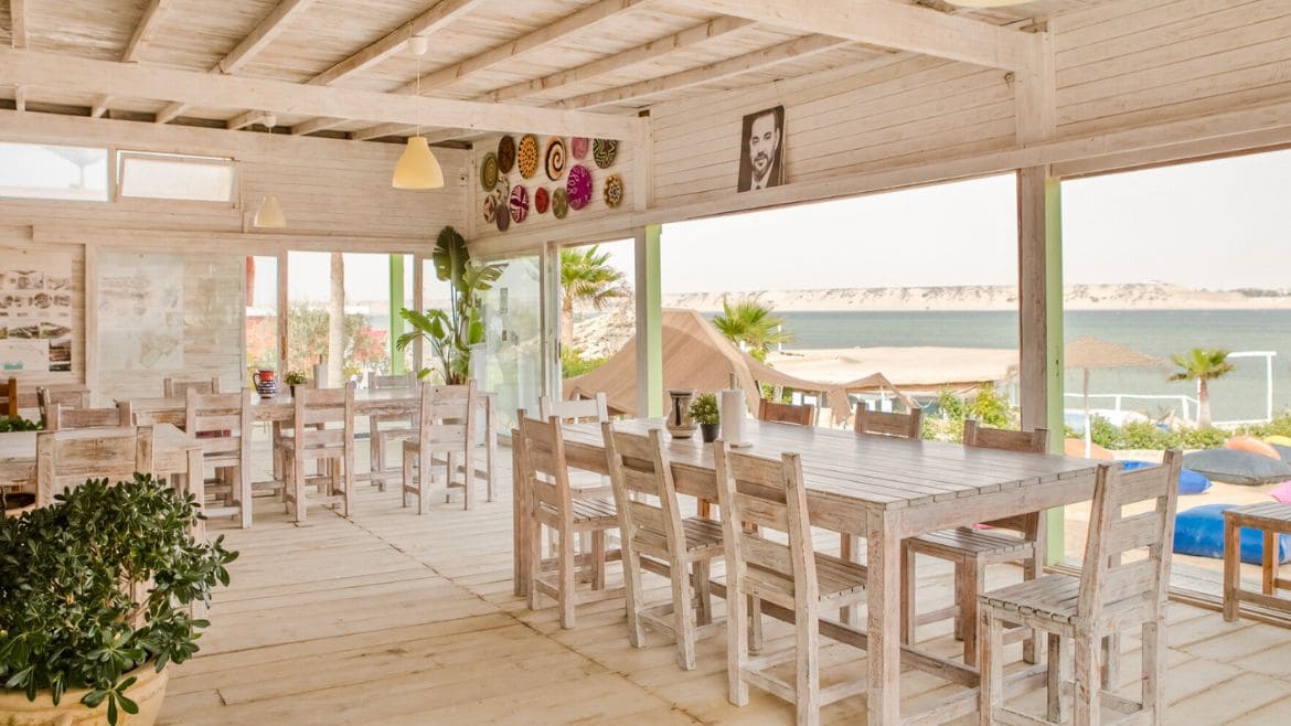 Dakhla: Restaurant mit Lagunenblick Dakhla: Restaurant mit Lagunenblick