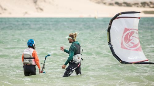 Kite Camps: Schulungsbild in der Lagune Dakhla Kite Camps: Schulungsbild in der Lagune Dakhla