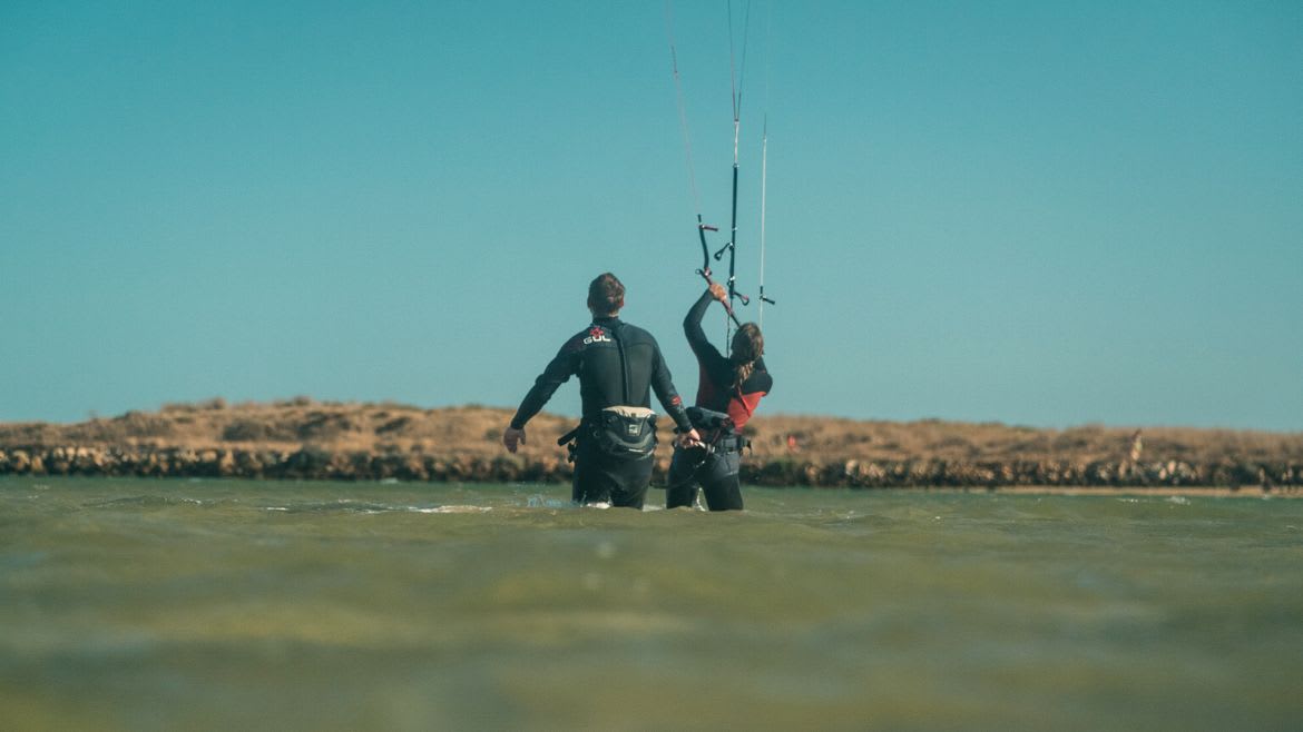 Algarve: Stehbereich in der Lagune des Kite Camps Algarve: Stehbereich in der Lagune des Kite Camps