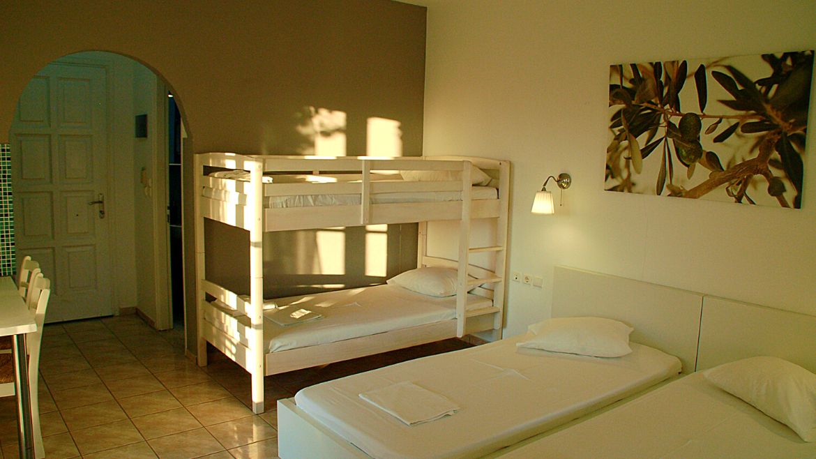 Naxos: Die Familien Appartements verfügen über ein Doppel- und Etagenbett